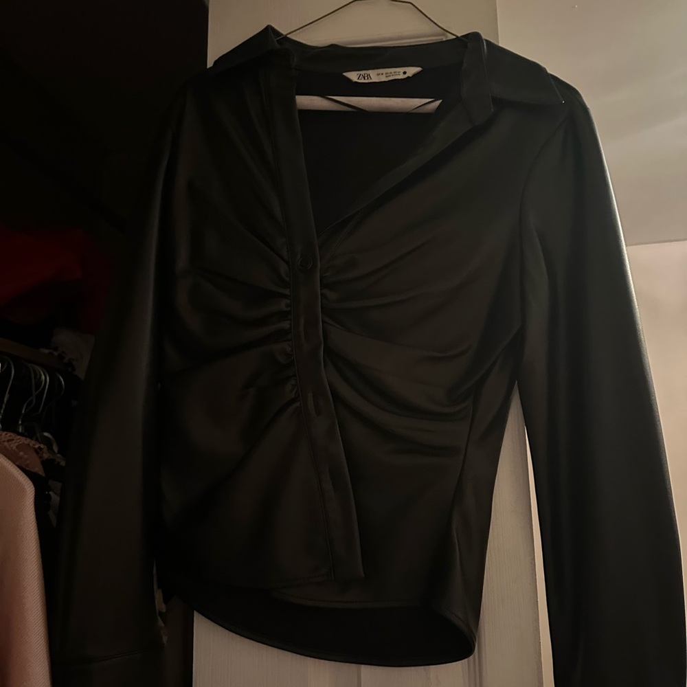 Zara leather button top fits size small